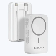 ZEBRONICS Power Bank 10000 mAh Magnetic Output with Type-C & Lightning Cable (EnergiSafe 10R2)