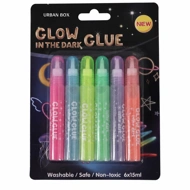 Glow in the Dark Glitter Water Glue – Fast-Drying, Water-Based Glitter Glue for Kids & Crafts | Color Drawing Glitter Works on Paper, Fabric, Cardboard & More | Multicolor Pack of 6 15ml