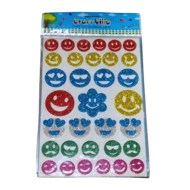 Glitter Emoji Stickers Sheet for Kids – Multicolor Self-Adhesive Smiley Stickers