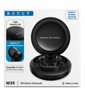 Boult W35 True Wireless Earbuds with 48H Playback, Quad Mic ENC, Bluetooth 5.4 (Black)