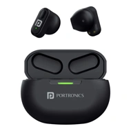 Portronics Harmonics Twins S17 in Ear TWS Earbuds with Long Playtime & HD Quality Mic, Touch Control, Gaming/Music Mode, 10mm Bass Dynamic Driver, Low Latency, Type C Fast Charging(Black)