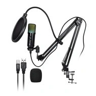 DigiTek USB | RGB Professional Gaming Microphone Kit with BoomArm For Podcast (DM-401)