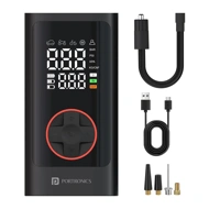Portronics Vayu 7.0 Digital Tyre Inflator 150 PSI, 4000mAh Battery, Preset Modes & SOS Flashlight for Cars, Bikes, Bicycles & Balls (Black) (POR 3026)