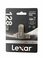 Lexar Dual Type C D400 USB 128GB Dual Flash Drive 3.2 128 GB OTG Drive Compatible with Desktop Computer, Mobile, Laptop USB 3.2 Metal Case (Grey, Type A to Type C)
